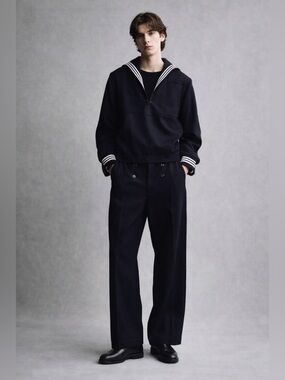 Vintage Navy Sailor Set 1970s Wool Uniform Crackerjack Navycore Wide Leg 38R